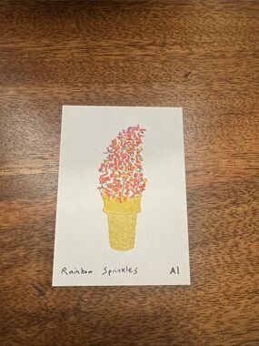 Inciardi - Rainbow Sprinkles Ice Cream Cone Art Mini Print - Yellow Cone